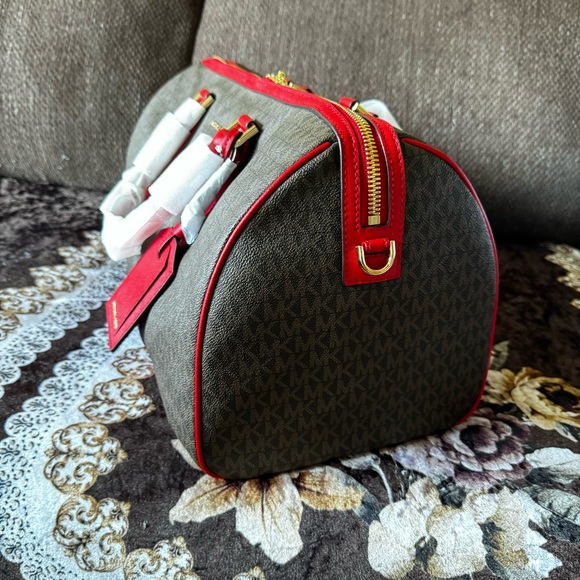 MICHAEL KORS Logo Stripe Travel Weekender Detachable Strap Large Duffle Bag NWT - Picture 11 of 15